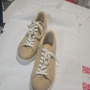 Tory Burch Beige and Yellow Sneakers